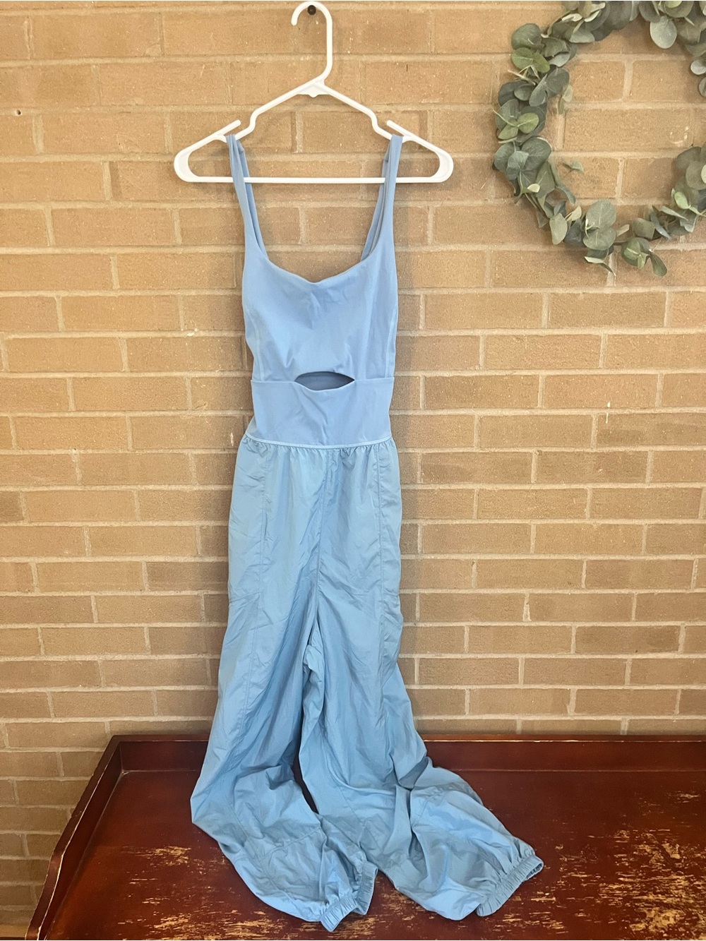 FP Movement by Free People Light Blue Wide-Leg Jumpsuit with Cutout